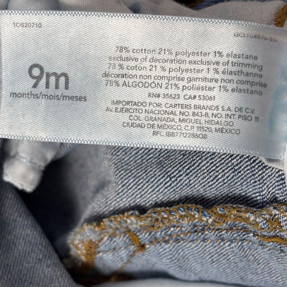 OshKosh B'gosh Baby Overalls 9M Dark Wash Stretch Denim Bibs Vestbak Classic - Picture 4 of 7